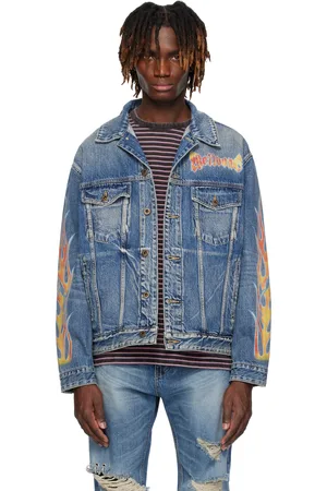 We11 Done Blouson Blaze bleu en denim à logo