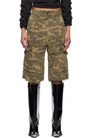 We11 Done Short vert à motif camouflage et à effet délavé