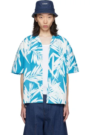 Jacquemus Chemise Jean bleu et blanc exclusive à SSENSE - La casa