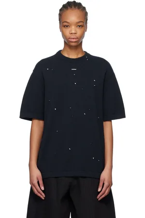 CORDERA T-shirt gris en laine mérinos à perles