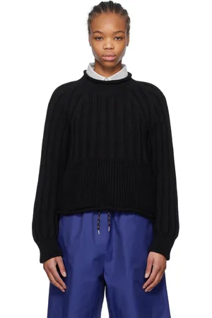 CORDERA Pull noir en tricot côtelé de coton