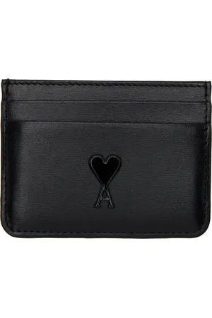 Ami Porte-carte noir en cuir à logo Ami de cœur