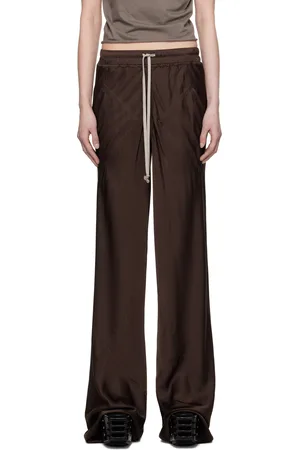 Rick Owens Pantalon de détente coupé sur le biais brun à cordon coulissant - Hollywood