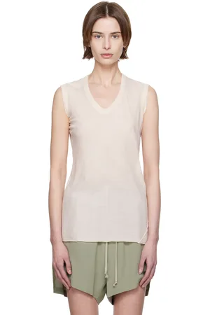 Rick Owens Débardeur blanc cassé à col en V - Hollywood