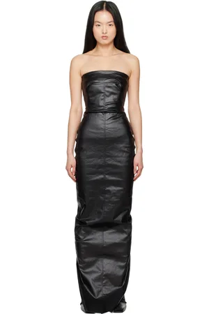 Rick Owens Robe de soirée noire en denim à haut de style bustier - Hollywood