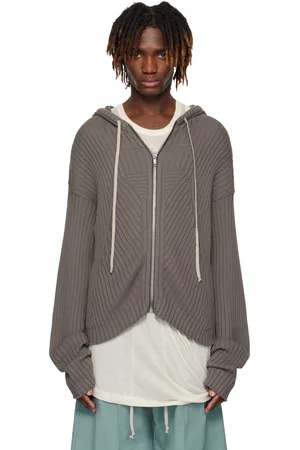 Rick Owens Pull à capuche gris à glissière - Hollywood