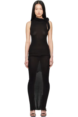 Rick Owens Robe longue T noire à ornement torsadé - Hollywood