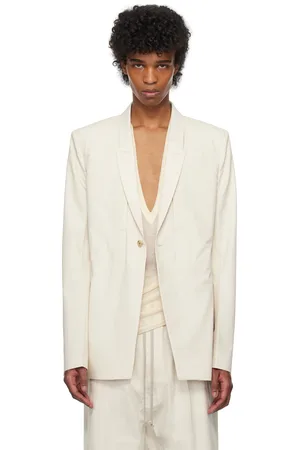 Rick Owens Veston blanc cassé à poches passepoilées et à épaulettes - Hollywood