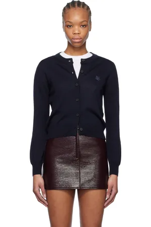 Maison Kitsuné Cardigan bleu marine à écusson à logo de renard