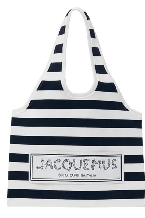 Jacquemus Cabas Marcel bleu marine et blanc - La casa