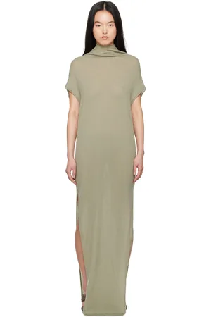 Rick Owens Robe longue à manches courtes Crater verte - Hollywood