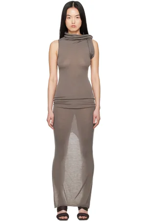 Rick Owens Robe longue T grise à ornement torsadé - Hollywood