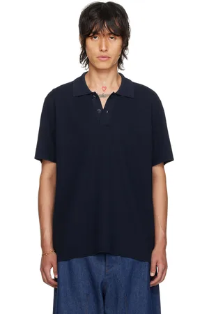 Jacquemus Polo bleu marine en piqué - Les classiques
