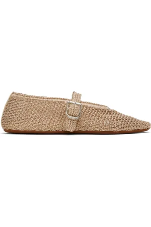 Alaïa Ballerines dorées en tricot à mailles ouvertes