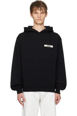 Jacquemus Pull à capuche noir à écusson en gros-grain - Les classiques