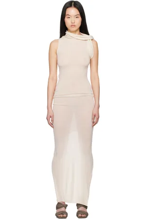 Rick Owens Robe longue T blanc cassé à ornement torsadé - Hollywood