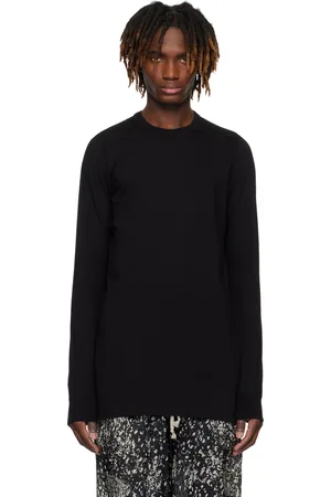 Rick Owens T-shirt à manches longues noir à couture horizontale aux épaules - Hollywood