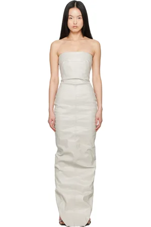 Rick Owens Robe de soirée blanc cassé en denim à haut de style bustier - Hollywood