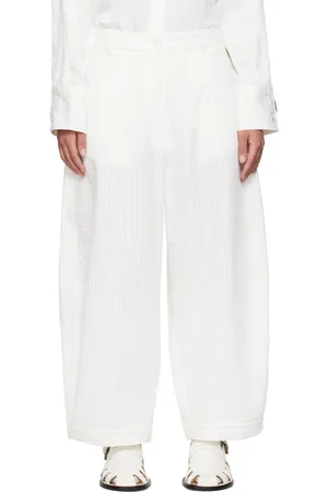 CORDERA Pantalon tubulaire blanc à coutures extérieures incurvées