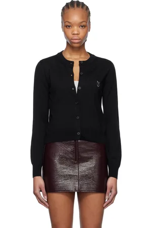 Maison Kitsuné Cardigan noir à écusson à logo de renard