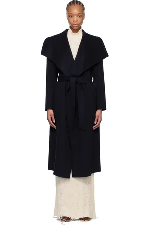 Mackage Manteau Mai-CN bleu marine en laine à assemblage cache-cœur