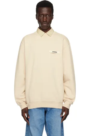 Jacquemus Pull molletonné beige à écusson en gros-grain - Les classiques
