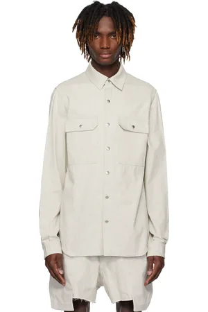 Rick Owens Surchemise blanc cassé en denim - Hollywood