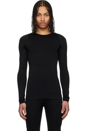 Rick Owens T-shirt de sport à manches longues noir en tricot - Hollywood
