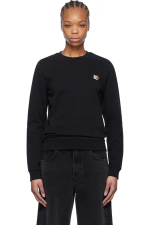 Maison Kitsuné Pull molletonné noir à écusson de logo de renard