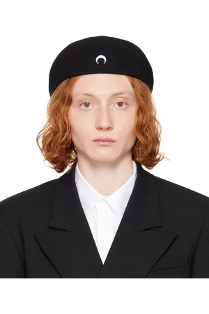 Marine Serre Béret noir en laine feutrée à logo