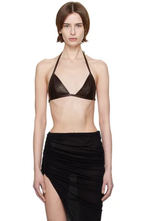 Rick Owens Soutien-gorge brun en cuir d