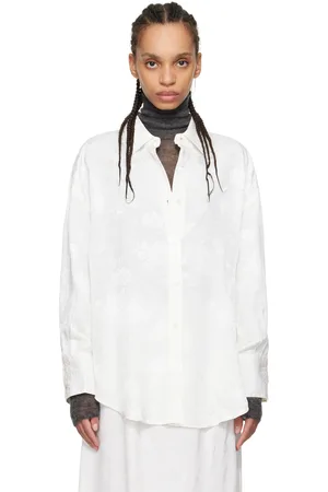 CORDERA Chemise blanche à motif fleuri en jacquard