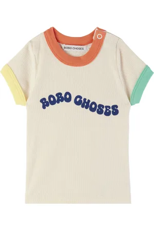 Bobo Choses Bébé | T-shirt blanc cassé à logo ondulé