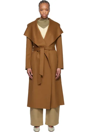 Mackage Manteau Mai-CN brun clair en laine à assemblage cache-cœur