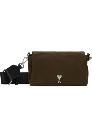 Ami Sac rigide kaki en canevas à logo Ami de cœur