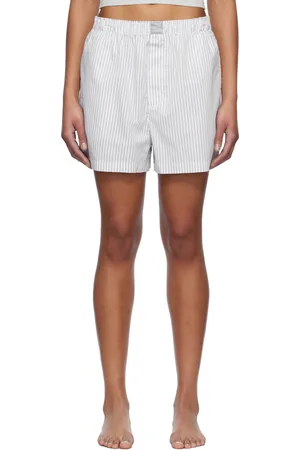 SKIMS Boxer blanc et bleu - Cotton Poplin