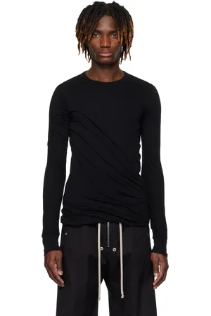 Rick Owens T-shirt à manches longues noir en jersey double face - Hollywood