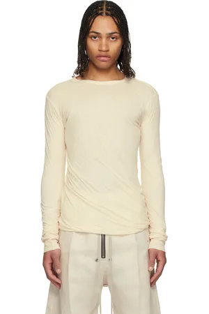 Rick Owens T-shirt à manches longues étagé blanc cassé - Hollywood