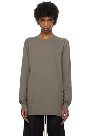 Rick Owens T-shirt à manches longues gris à couture horizontale aux épaules - Hollywood