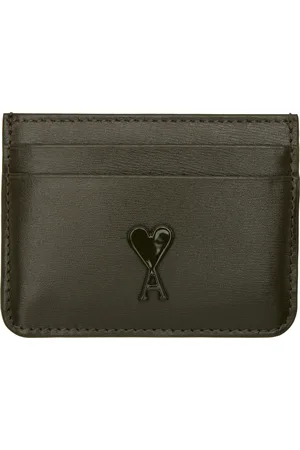 Ami Porte-carte kaki en cuir à logo Ami de cœur