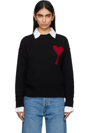 Ami Pull noir en laine à logo Ami de cœur