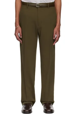 Ami Pantalon droit kaki en laine