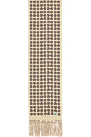 VALENTINO GARAVANI Foulard Chamber beige et brun clair en soie