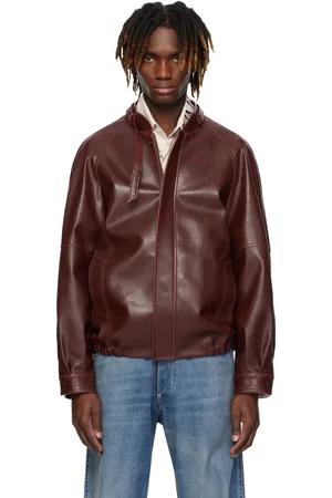 Maison Margiela Blouson de sport bourgogne en cuir synthétique