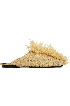 Jil Sander Chaussons beiges en raphia