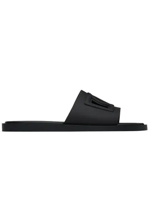 Dolce & Gabbana Sandales de plage à enfiler noires en caoutchouc