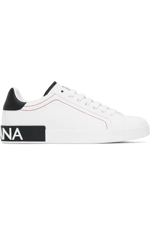 Dolce & Gabbana Baskets Portofino blanc et noir en cuir de veau nappa