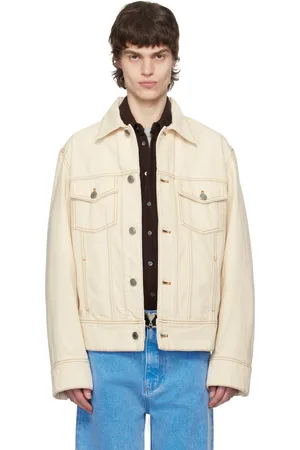 Ami Blouson camionneur blanc cassé en denim à appliqués à logo