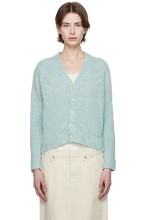 Maison Margiela Cardigan bleu en tricot de chanvre Gardening