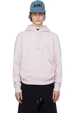 Ami Pull à capuche mauve en coton à logo Ami de cœur